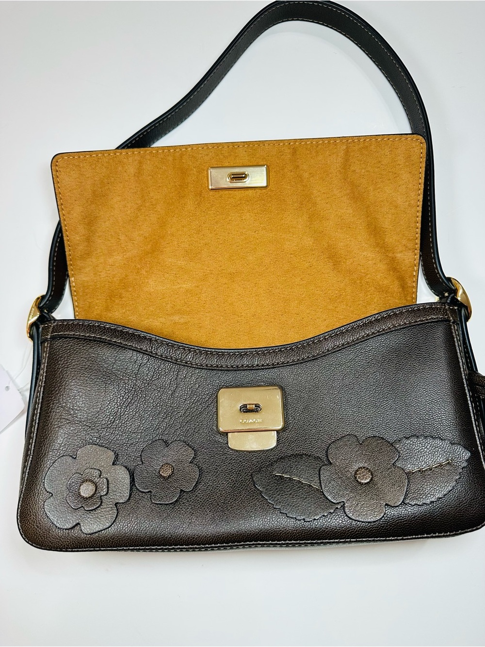 Coach Etta Small Flap Floral Appliqué Convertible Leather Shoulder Crossbody Bag - Picture 7 of 15